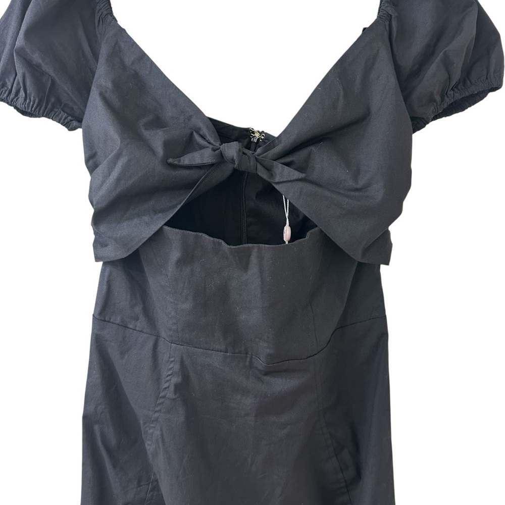 NWT Oh Polly Black Tie-Front Babydoll Mini Dress, Size 4 - Picture 2 of 7
